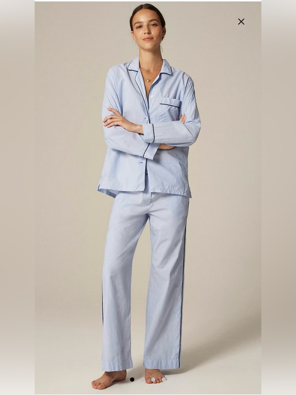 J. Crew Classic pajama pant set in end-on-end cotton Cool Lilac